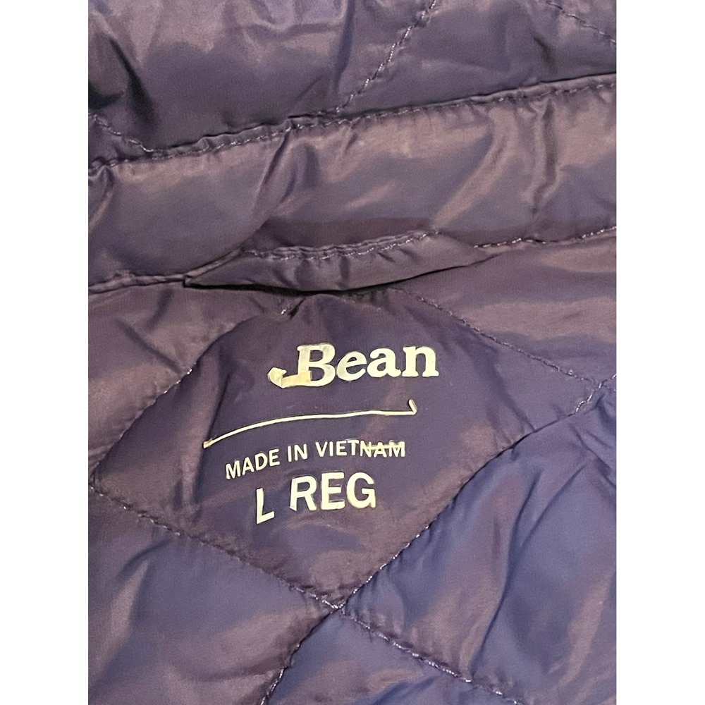 LL Bean Womens Quilted Puffer Jacket Blue Diamond Stitch Snap Front L 291772 - Picture 3 of 6